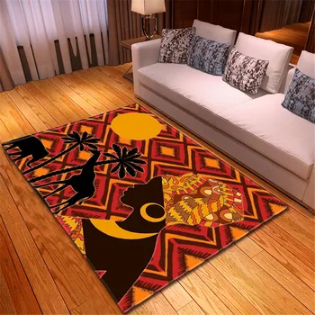 

African Girl Portrait Parlor Area Rug Home Decor Bedroom Bedside Rug Corridor Mat Flannel Non-slip Large Living Room Rug Carpets