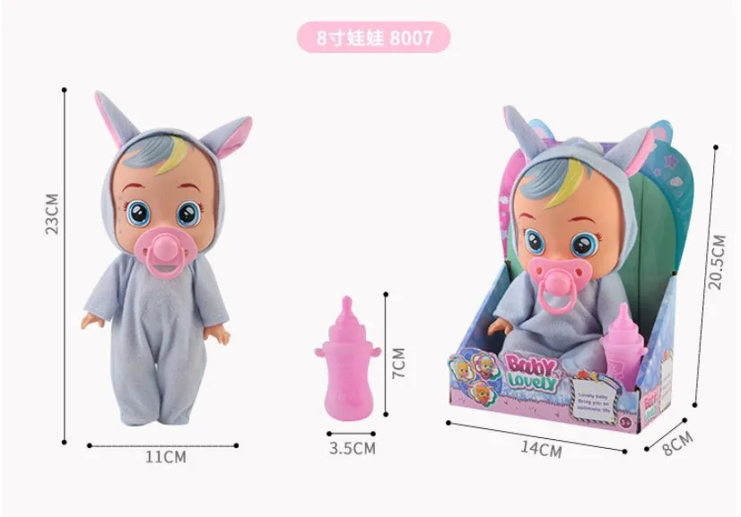 3D Cry Babies Dolls, luls, единорог, детские игрушки для мальчиков и девочек, детская кукла, она прольет слезы, подарок на день рождения для детей