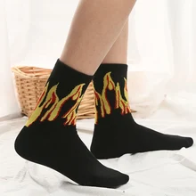 Харадзюку, мужские и женские носки в стиле хип-хоп,, цвет на огне, носки для команды, красное пламя, мощная горелка, Горячая теплая Уличная Скейтборд, хлопковые носки