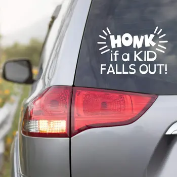 

DAWASARU Honk If A Kid Falls Out Car Decal - Funny Vinyl Sticker for Mom or Dad White for Family Cars, Vans, or Trucks 15*10CM