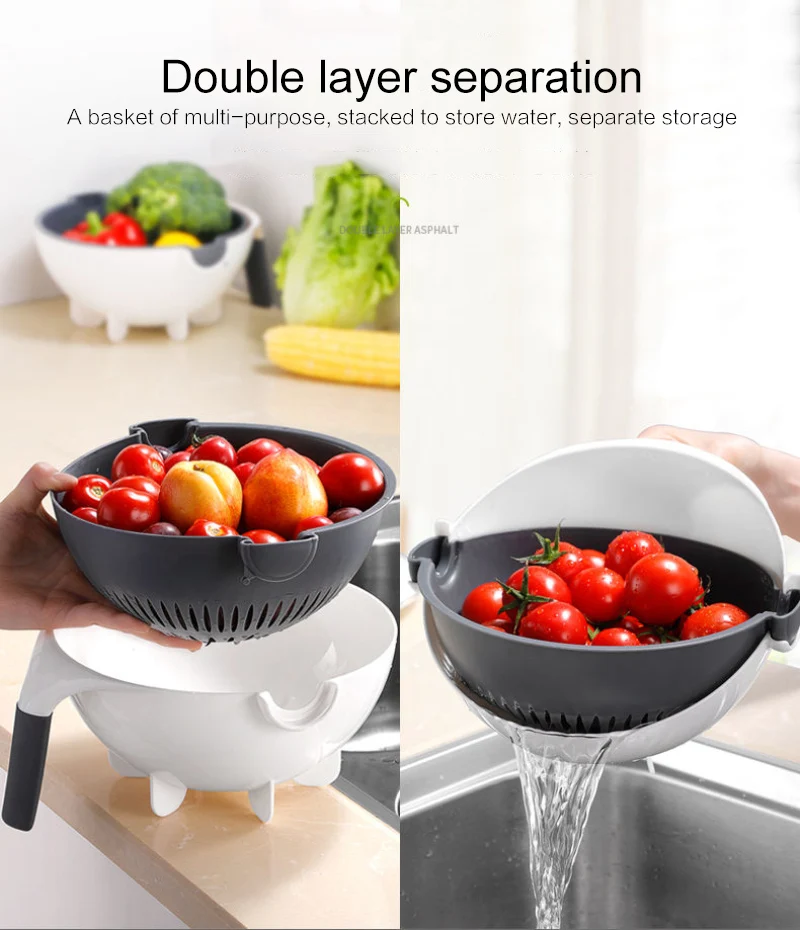 

Magic Rotate The Vegetable Cutter With Drain Basket Multi-functional Kitchen Veggie Fruit Shredder Grater Slicer Droshipping