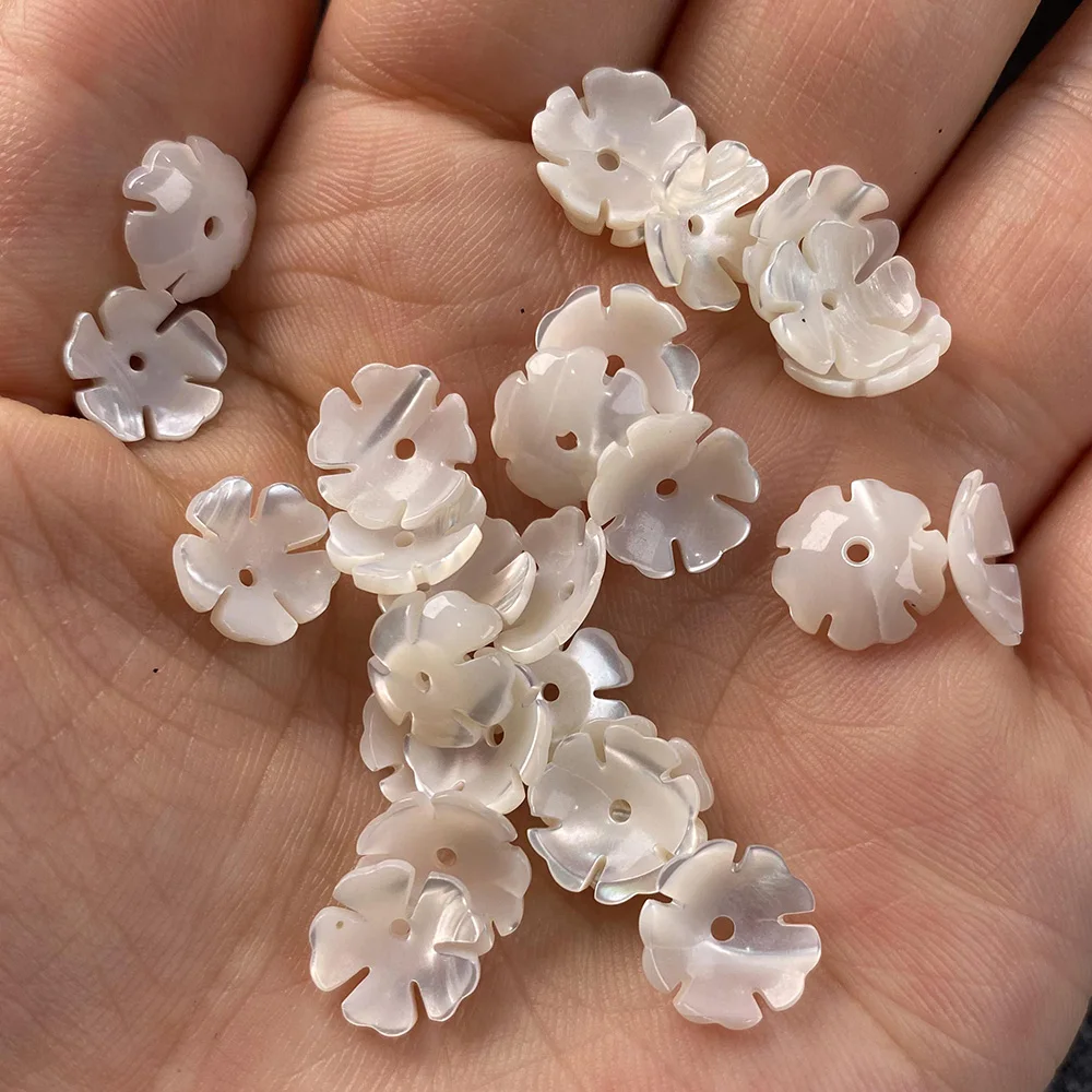 

Shell Beads Carved-flowered Accessories White Loose Shell For Jewelry Making Bracelet Earring Handiwork Sewing Accessory