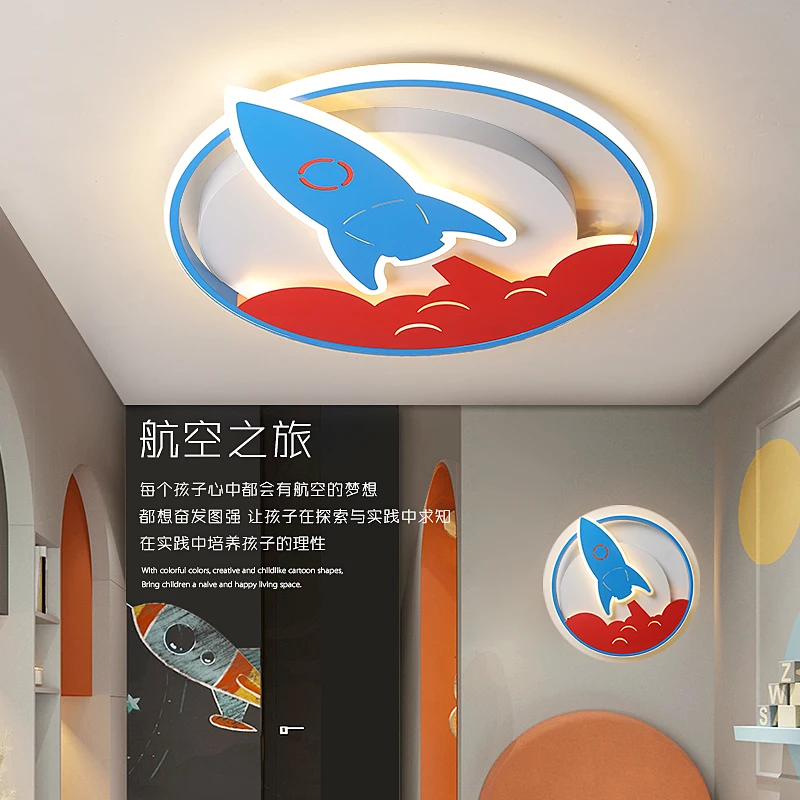 Children's lamp modern led ceiling Lights designed for boys girls bedroom study children's room cartoon rocket | Лампы и
