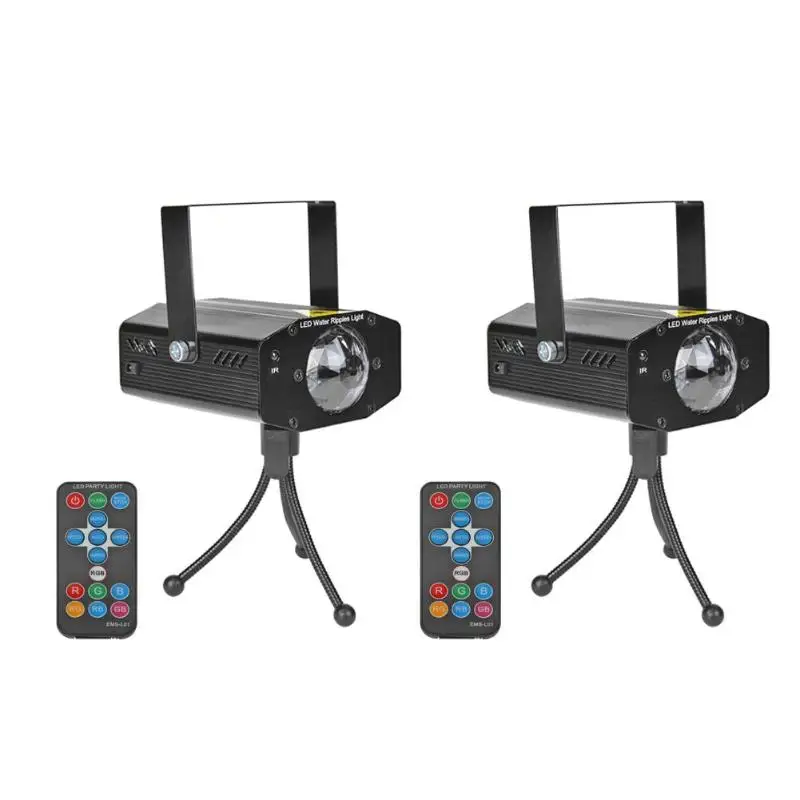 

Mini RGB LED Stage Light Remote Control Water Ripples Stage Light Water Ripples Laser Projector KTV DJ Disco Effect Lamp