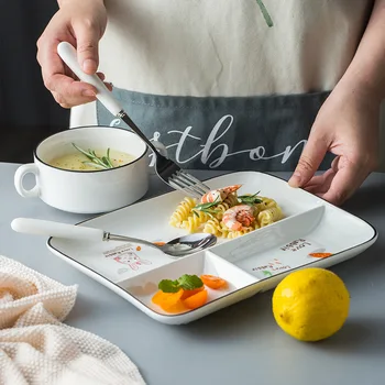 

Cartoon Rectangular Ceramic Plate Porcelain Icing Breakfast Steak Fruit Dessert Tray Baby Snack Plates WF107