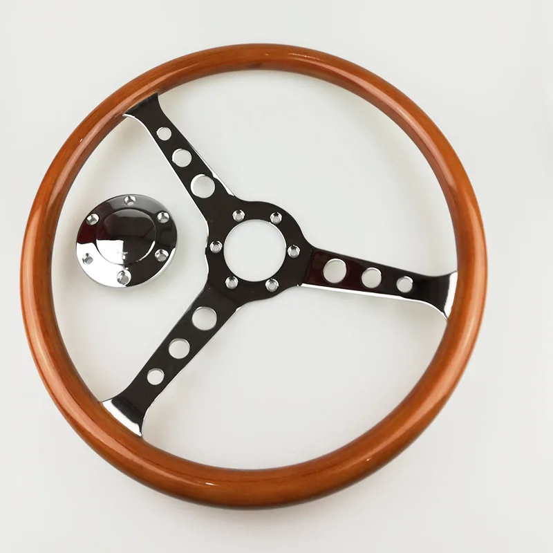 

380mm 15 inch Real Mahogany Wood Car Steering Wheel Universal Classic Racing Steering Wheel for Wrangler Subaru Mitsubishi