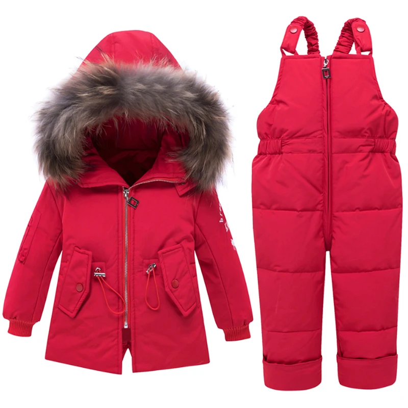 IYEAL/комплекты детской одежды комплект из 2 предметов: пальто+ брюки зимняя детская одежда пуховая куртка, костюмы Верхняя одежда с капюшоном из натурального меха для мальчиков и девочек