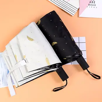 

Golden Feather Dual Use Sunscreen Black Rubber Sunscreen Umbrellas Simple Outdoor Umbrella Rain Windproof Parasol 180*50mm