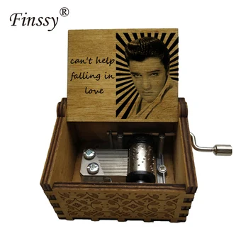 

elvis presley print can't help falling in love music theme Hand Crank Music Box music fans Friends Birthday Gift large stock