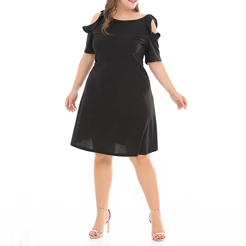 

2019 Casual Women Summer Dress Plus Size Solid Sexy Cold Shoulder Office Ladies Elegant Dresses Party Women Clothings