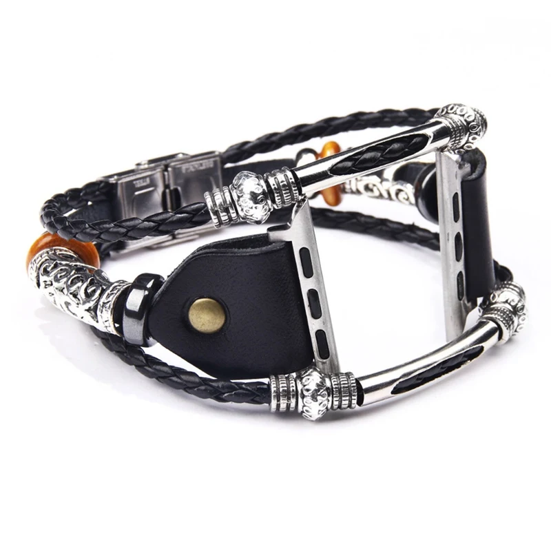 

Vintage PU Leather Alloy Replacement Strap Stainless Steel Buckle Smart Watch Bands For Apple Watch Series New Arrival