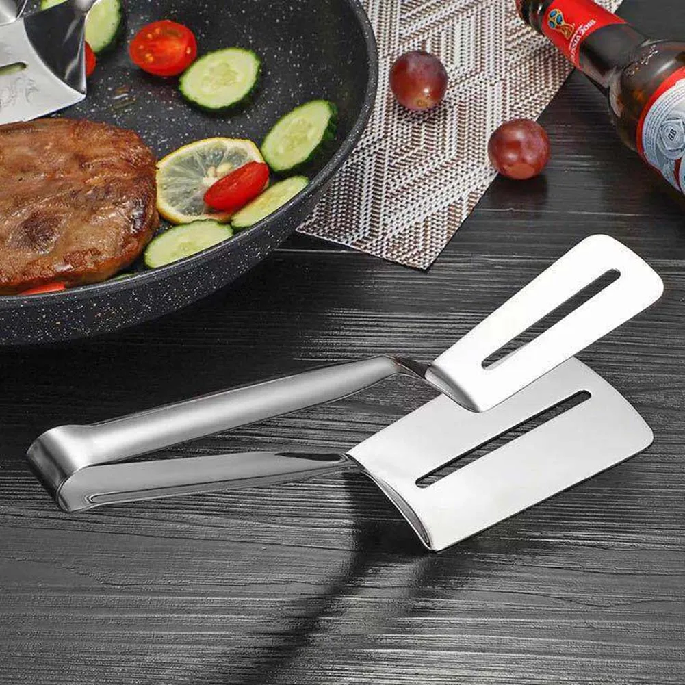 Stainless Steel Food Tongs Fried Fish Steak Clip Tong BBQ Grilling Tong Non-Stick Barbecue Grilling Cooking Tongs Kitchen Tools