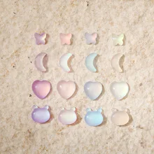 

50Pcs Glow In Dark Nail Rhinestones Kawaii Mixed Size Resin Bear,Moon,Heart Flatback Luminous Nail Tips Decoration Accessories@