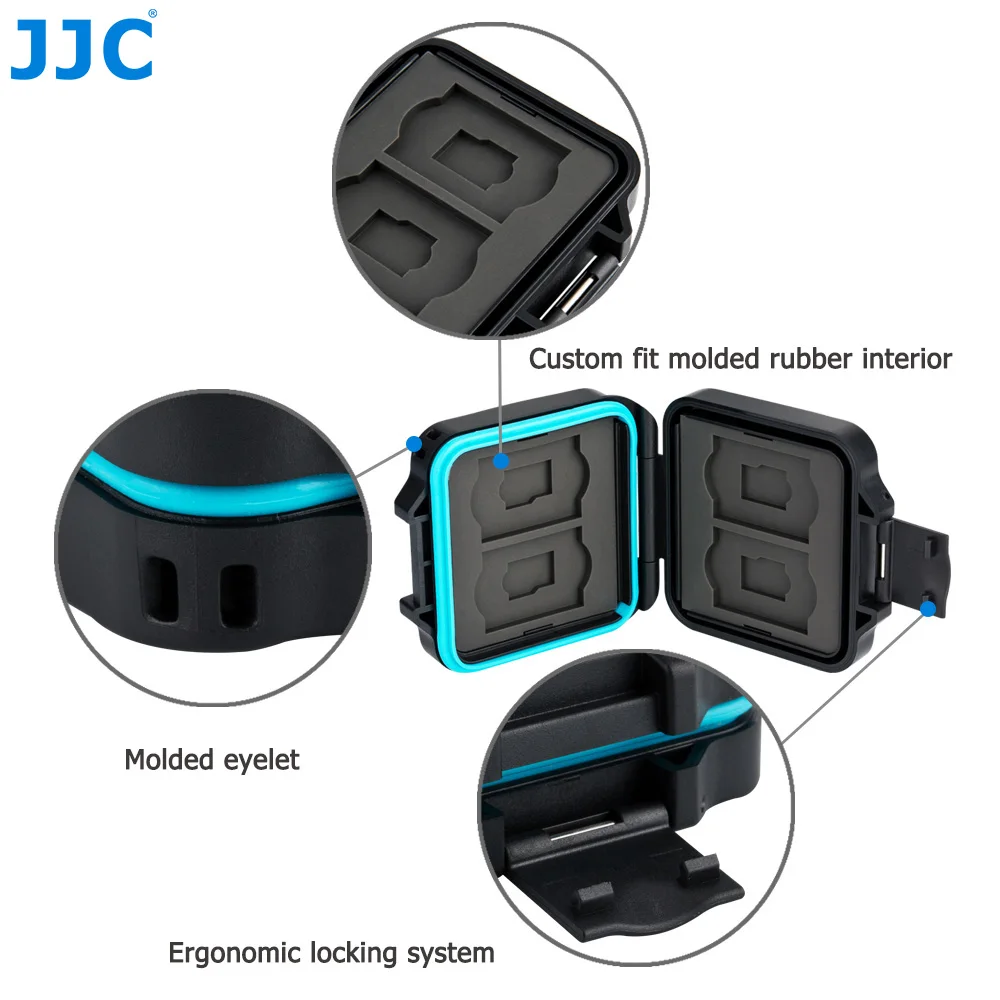 JJC SD 카드 케이스 마이크로 SD 카드 홀더 카드 제거 도구 하드 쉘 방수 저장 상자 4 SD 및 4 마이크로 SD/TF 카드