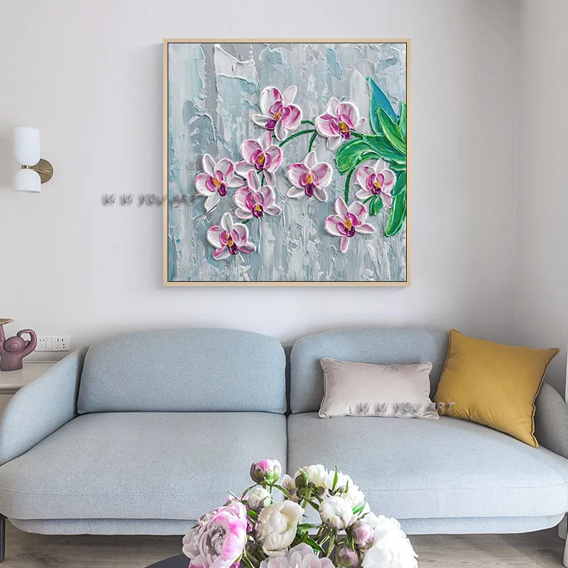 

Абстрактная картина маслом ручной работы, яркие красочные цветы, минималистичное современное настенное искусство, декоративная для гостиной, 100%