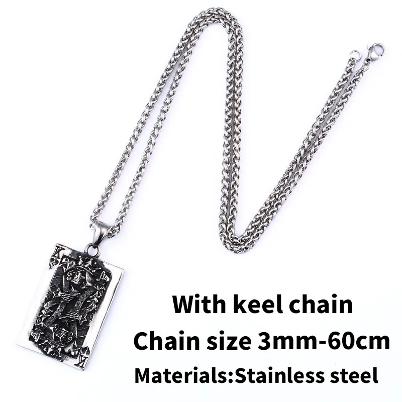 steel Байер 316L нержавеющая сталь покер K Череп Кулон Ожерелье Панк Charlie King Высокое качество ювелирные изделия LLLHP098P - Окраска металла: steel