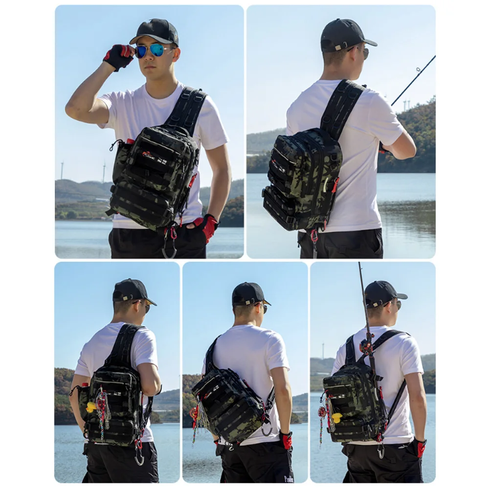 Crossbody Multifunction Fishing Bag Waterproof Tactical Backpack Climbing Outdoor Shoulder Sports Chest Bag For Men Women  X392G
