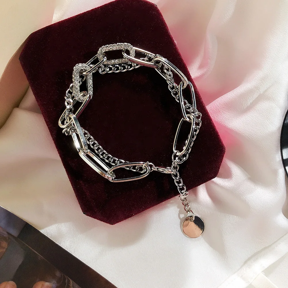 2021 New Fashion Personality Stitching Chain Flash Diamond Bracelet for Women Men Nice Gift Jewelry Beautiful Trend | Украшения и