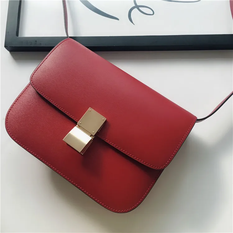 

Tofu Hand Rub Grain Genuine Leather Female Cowhide Single Shoulder Oblique Satchel Box Small Fang Bag