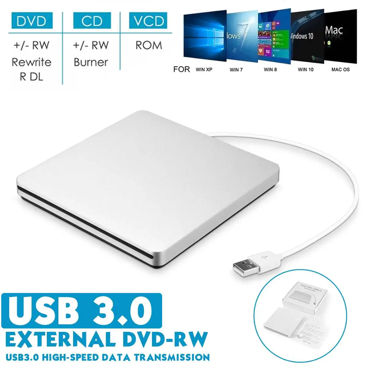 Lecteur DVD et CD externe - Brander DVD externe - Lecteur DVD externe  compatible