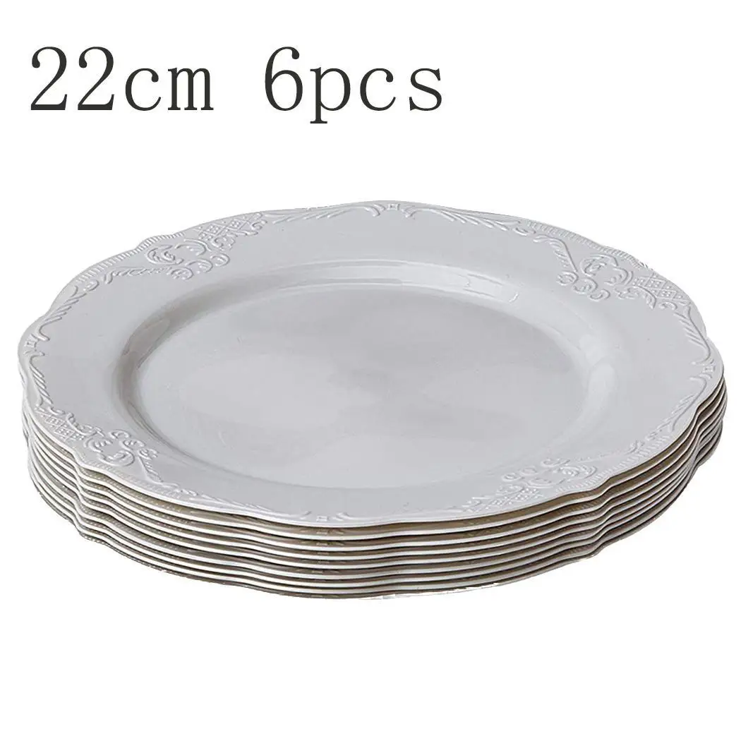 

Round Disposable Plates Party Wedding Birthday White Camping Tableware Pack of (6Pcs)