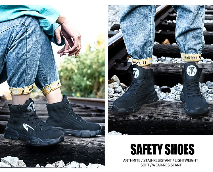 Рабочая обувь, защитные ботинки, мужские дышащие Нескользящие светильник, модные противоскользящие проколы