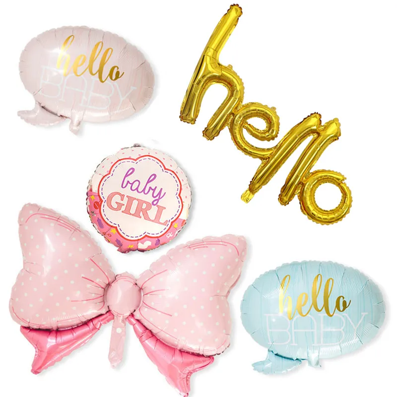 Большой размер 55*106 см звено розовое золото Hello Baby фольгированный шар детский душ 1 день рождения украшение шары надувные воздушные шары