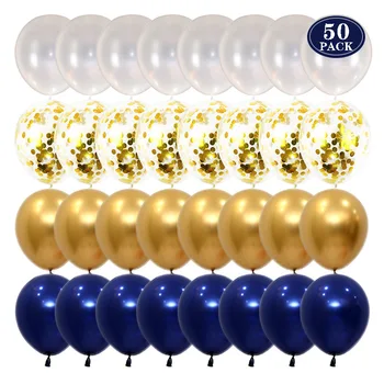 

50pcs 12 inch Metallic Gold White Pearl Balloons Baby Shower Wedding Birthday Party Navy Blue Gold Confetti Ballon Decor Kid