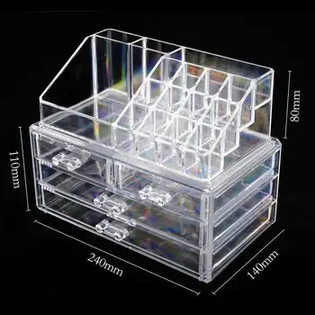 

Makeup Organizer Cosmetic Storage Box Transparent Plastic Box Organizador Acrylic Desktop Jewelry Bathroom Multifunctional