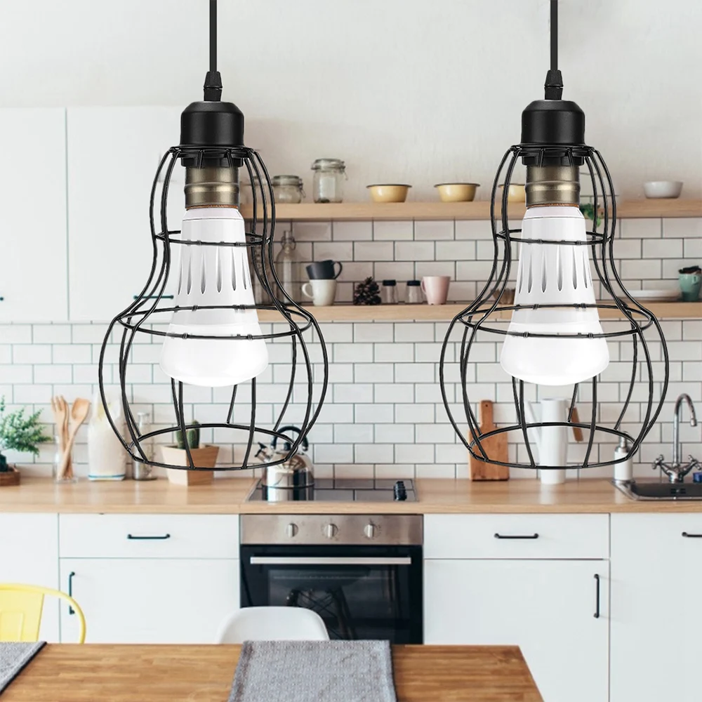 

E27/E26 Bulb Light Chandelier Iron Vintage Industrial Bar Restaurant Night Light LED Brightness Light Decoration Black