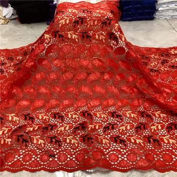 

African bazin riche fabric with brode Latest fashion embroidery bazin lace fabric with net lace 5 yards HZ060503