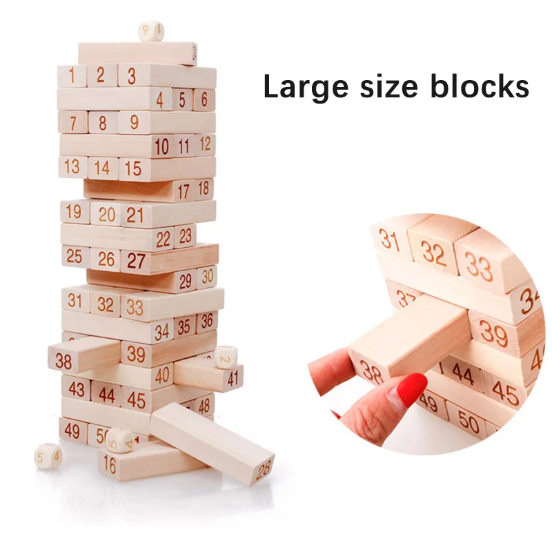51 шт. строительные блоки Jenga большого размера без краски резьба по дереву укладка