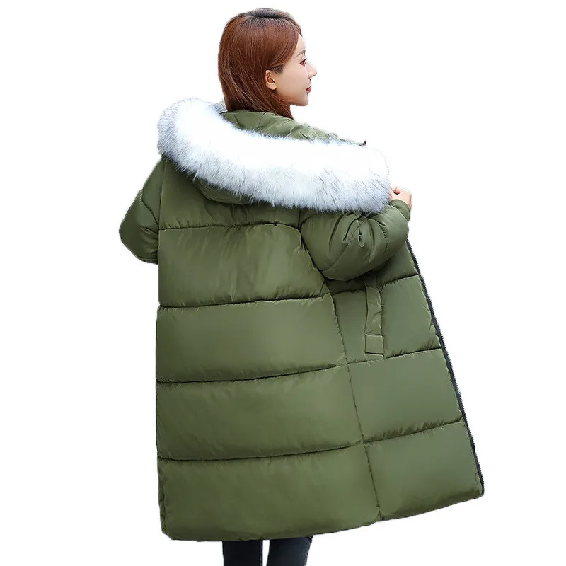 Большие размеры, XL-7XL, женские зимние парки, пуховая хлопковая куртка с меховым воротником, с капюшоном, утепленная длинная куртка с хлопковой подкладкой, большие размеры 2915