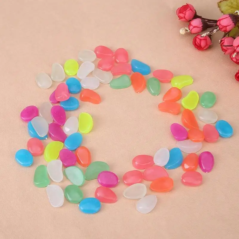 50/100pcs Garden Pebbles Glow Stones Rocks for Walkways Garden Aquariums Fish Tank Crafts Decor Luminous Stones Pebbles