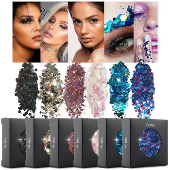 

Fashion Nail Art 1+2+3mm Max Powder Laser sequins Eyeshadow Body Hail Makeup Powder Nail Art Party Club Women Makeup Dropshippng