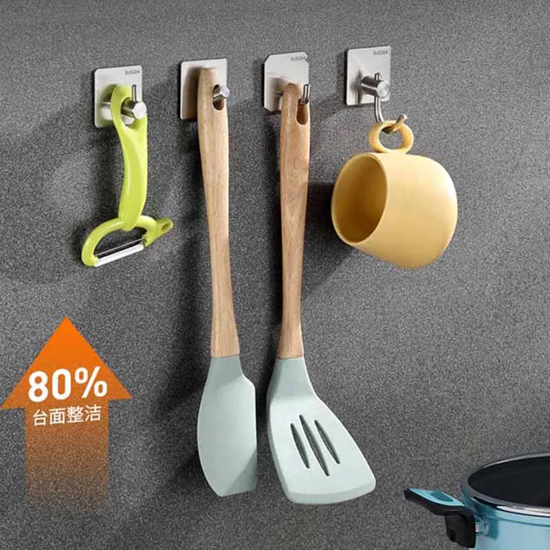 

Stainless Steel Wall Hook Self Adhesive Hook Kitchen Bathroom Hook Hanger Key Holder Towel Hooks Clothes Hanger Hanging Holder