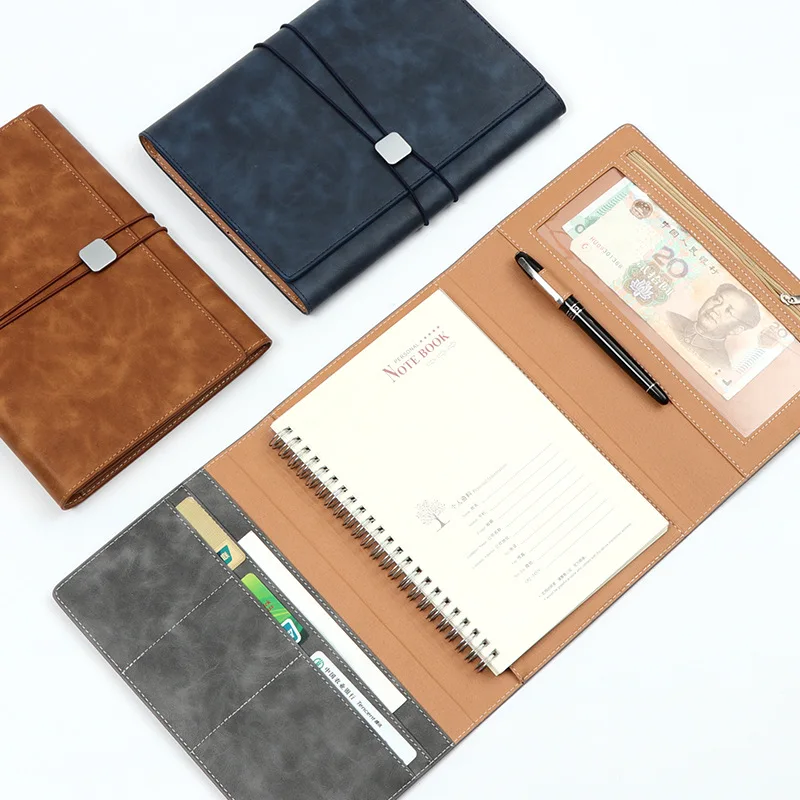 A5 Padfolio буфер обмена Папка Держатель для карт бизнес кожаный Органайзер Школа