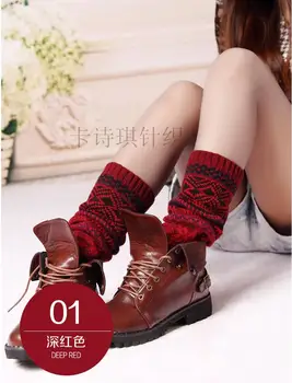 

12pairs/lot bohemian style woman Winter Over Knee Long Knit cover Crochet Leg Warmers print flower leg warmer(good)