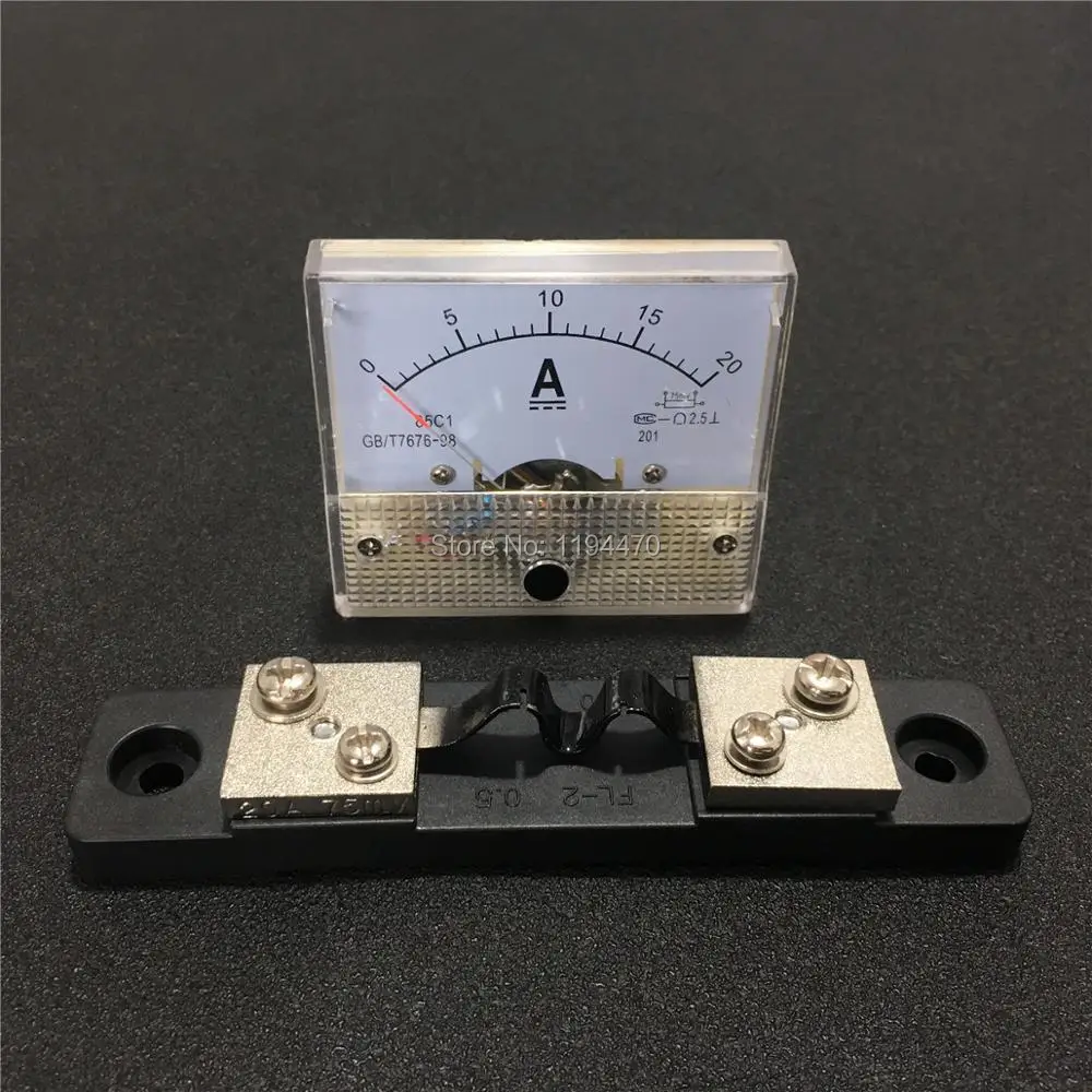 85C1 амперметр тока аналоговая AMP Панель метр механический Указатель DC 15A 20A 30A 50A 75A 100A 200A Вт внешний шунтирующий резистор 75mV