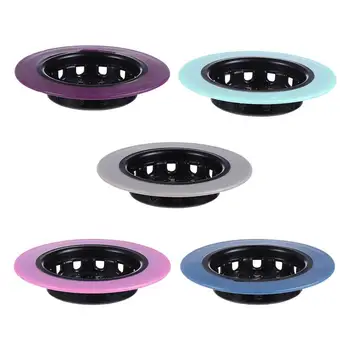 

5Pcs Kitchen Sink Drain Mesh Wash Basin Plug Leak Stopper Floor Drain Sink Drain Strainer Hair Catcher Random Color