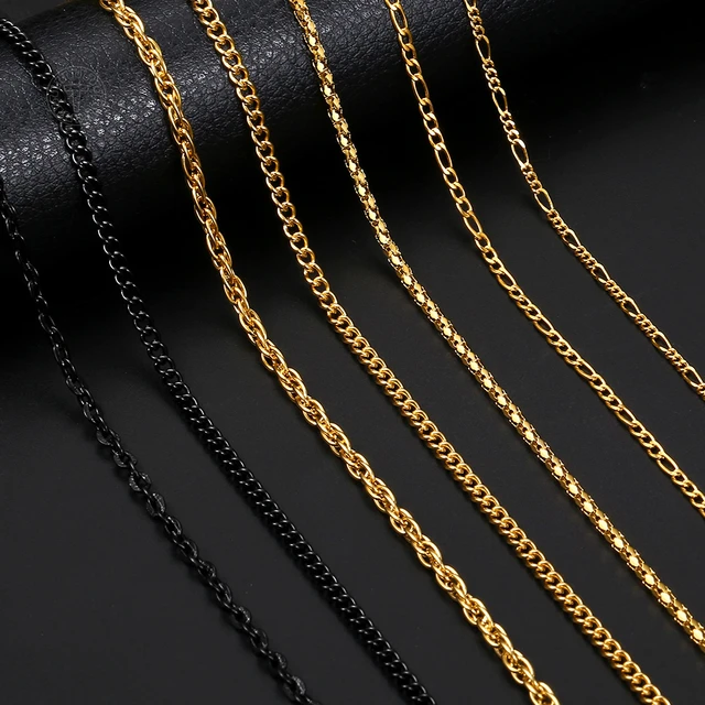 Multi Sizes Cable Rolo Link Stainless Steel Chain Necklace Men Boys Choker  Gift