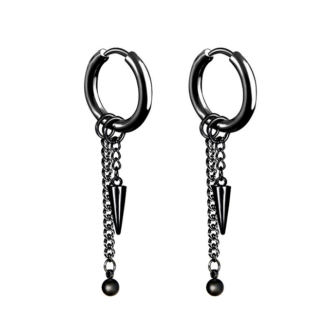 pair Punk Black-color Multiple Styles Stainless Steel Stud Earrings For Men and Women Street Pop Hip Hop Gothic Ear Jewelry