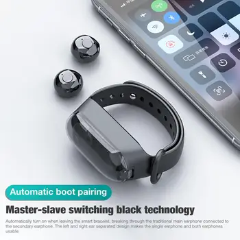 

Wireless Earphones with Charging Case Bluetooth 5.1 Music Headset Combo Portable Sport Wristband Headset Compatible iOS/Android