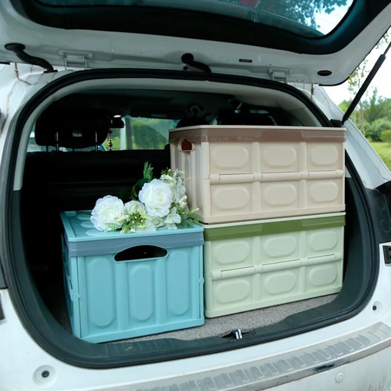 

BASUPPLY 1Pc Plastic Foldable Car Storage Box With Cap Clothes Sock Toys Storage Bin Home Snacks Sundries Cosmetics Organizer