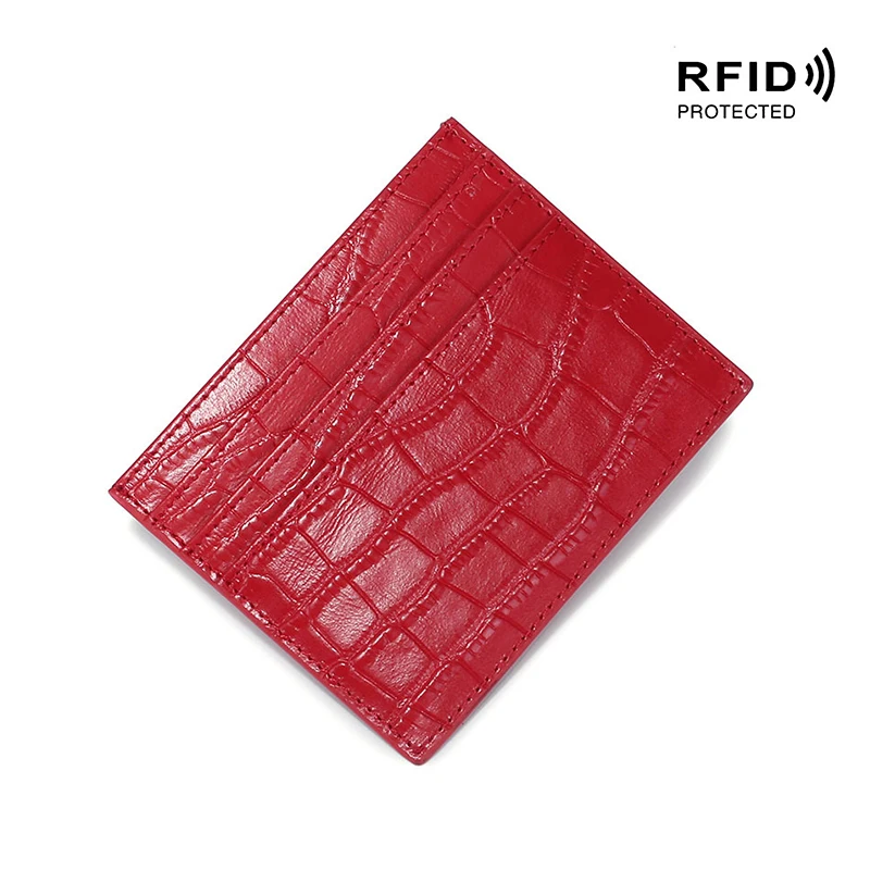 Мини модный женский кошелек Аллигатор ультра тонкий RFID натуральная кожа