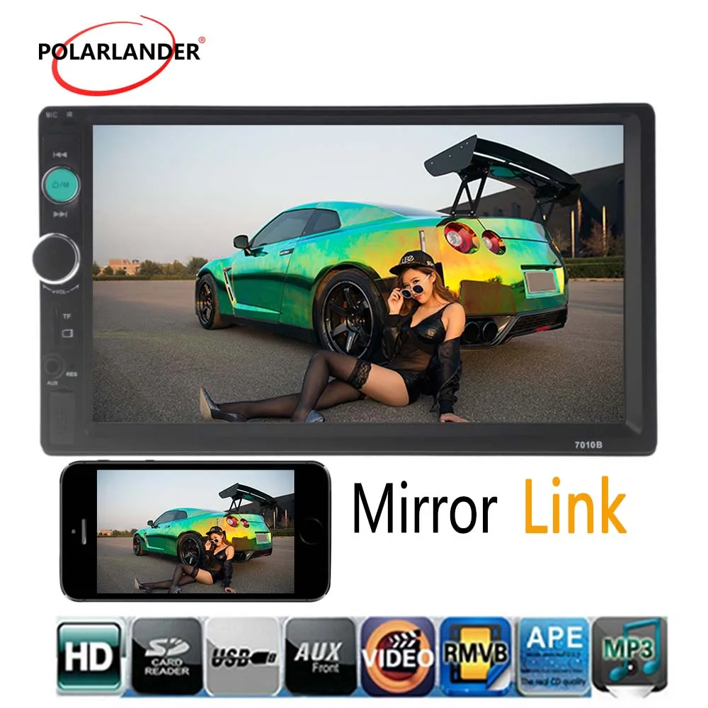 US $31.27 Bluetooth Car Radio Mirror Link Screen For Android Phone 7 2 DIN FM Touch Screen 8 Languages USB Aux In Rear Camera Audio