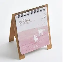 Милый рисунок единорога рыба кошка Мини Настольная бумага календари двойной ежедневный планировщик стол школьные офисные канцелярские принадлежности - Цвет: suiyueanran