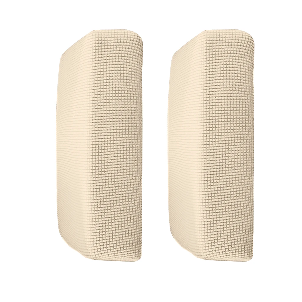 2Pcs Cream_Size S Stretchy Sofa Futon Seat Cushion Covers Couch Slipcover Protector Replacement Solid Color