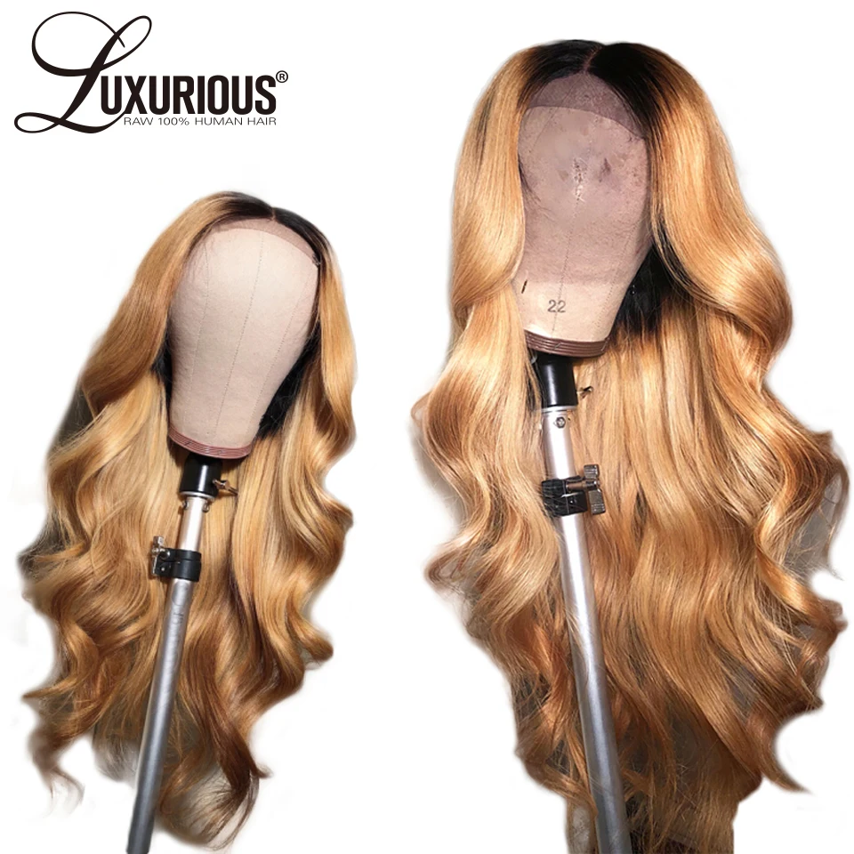 

Body Wave Ombre Color 27 Pre Plucked 13X6 Lace Front Human Hair Wigs With Long Part Brazilian Remy Hair 13X4 Lace Front Wigs