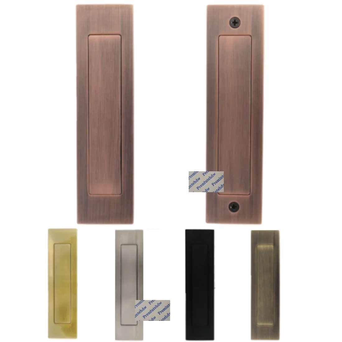 Zinc Alloy Rectangle Flush Recessed Back To Back Door Finger Pull With Springed Dustproof Cover Black Antique Bronze Gold